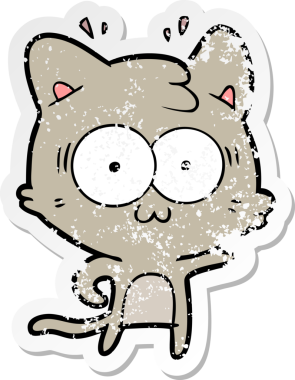 Bir karikatür çıkartması bir insan tarafından çizilmiş kediye şaşırttı.