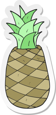 Bir insan tarafından çizilmiş bir ananasın çıkartması.