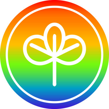 Gökkuşağı gradyan bir insan tarafından çizilmiş doğal yaprak dairesel simgesi