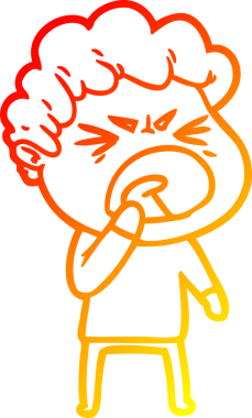 Bir insan tarafından çizilmiş kızgın bir adamın çizgi film çizimi.