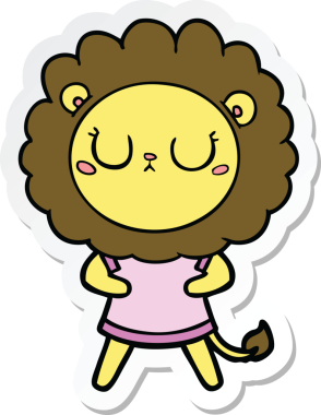 Bir insan tarafından çizilmiş karikatür aslanının çıkartması.