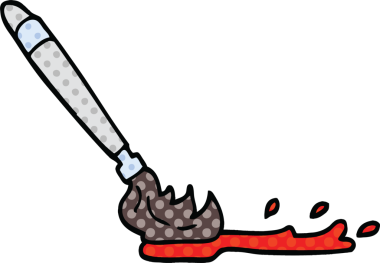 Bir insan tarafından çizilmiş çizgi roman tarzı boya fırçası.