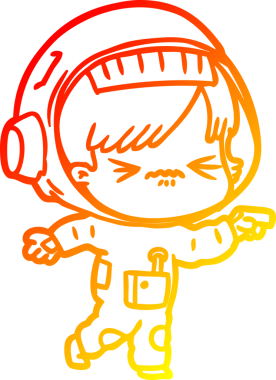 Bir insan tarafından çizilmiş bir astronot kadın çizgi çizimi.