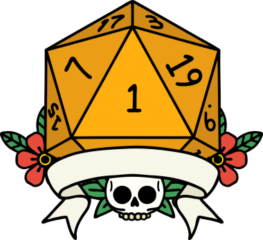 Retro Dövme Biçimi Doğal Bir d20 zar bir insan tarafından çizildi