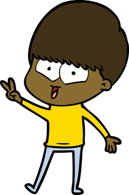 Bir insan tarafından çizilmiş mutlu çocuk çizgi filmi.