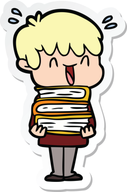 Bir insan tarafından çizilmiş, gülen bir çocuğun çıkartması.