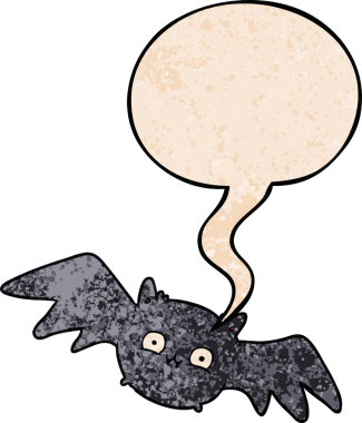 Bir insan tarafından çizilmiş eski tarz konuşma baloncuğu olan vampir cadılar bayramı sopası çizgi filmi.