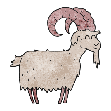 Bir insan tarafından çizilmiş el yapımı çizgi film keçisi.