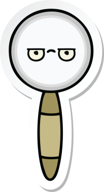 Bir insan tarafından çizilmiş şirin bir çizgi film büyütecinin çıkartması.