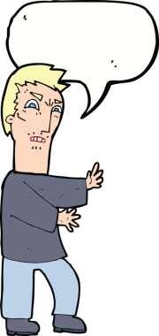 Bir insan tarafından çizilmiş konuşma balonlu kızgın adam çizgi filmi.