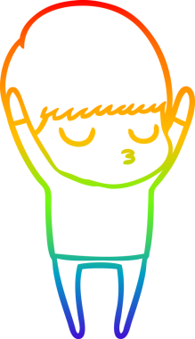 Gökkuşağı gradyan çizgi çizimi bir insan tarafından çizilmiş sakin bir çocuk