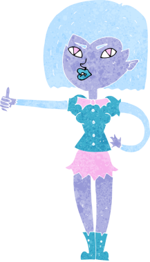 Çizgi filmdeki vampir kız bir insan tarafından çizilmiş.