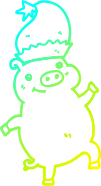 Bir insan tarafından çizilmiş mutlu noel domuzu çizgi filmi.