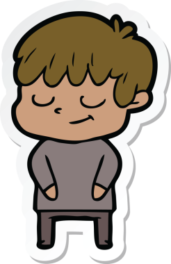 Bir insan tarafından çizilmiş mutlu bir çocuğun çıkartması.