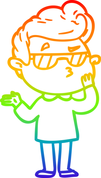 Gökkuşağı gradyan çizimi. Bir insan tarafından çizilmiş havalı bir adamın çizimi.