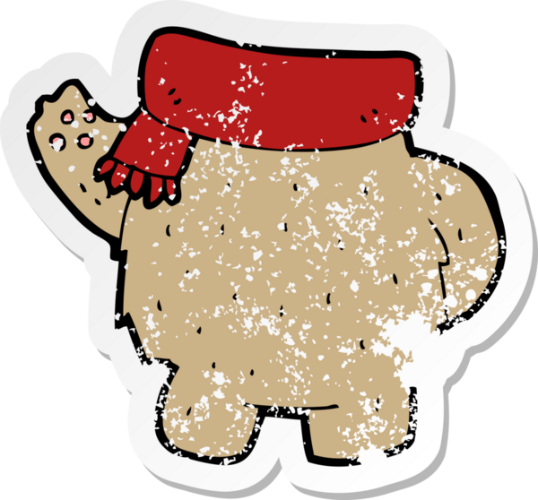 Bir insan tarafından çizilmiş oyuncak ayı vücudunun gerilimli retro yapıştırması.