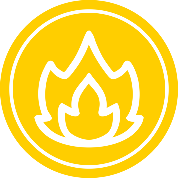 Bir insan tarafından çizilmiş basit alev dairesel simgesi