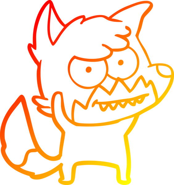 Bir insan tarafından çizilmiş sırıtan bir tilkinin sıcak çizgi çizimi