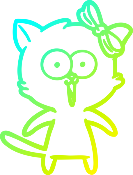 Bir insan tarafından çizilen çizgi film kedisinin soğuk gradyan çizgisi.