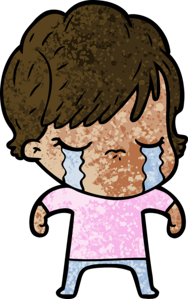 Bir insan tarafından çizilmiş ağlayan çizgi film kadını.