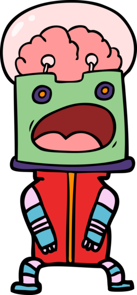 Bir insan tarafından çizilmiş çizgi film robotu