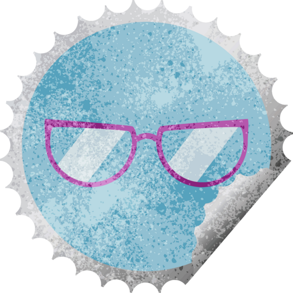 Bir insan tarafından çizilmiş grafik vektör illüstrasyon yuvarlak etiketi