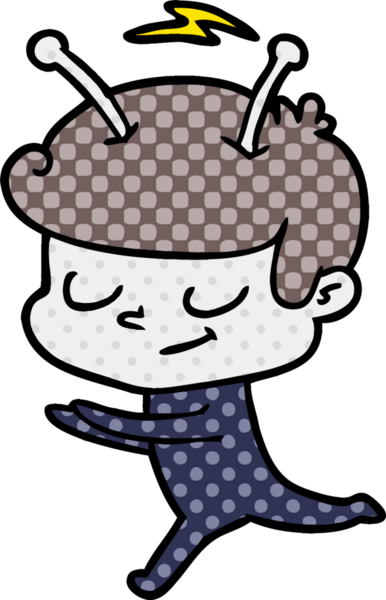 Bir insan tarafından çizilen dost canlısı çizgi film uzay adamı.