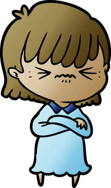 Bir insan tarafından çizilmiş kızgın çizgi film kızı.