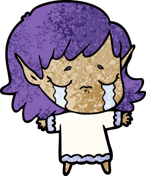 Bir insan tarafından çizilmiş ağlayan elf kızı.