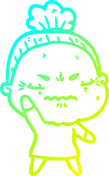 Bir çizgi film çizimi, bir insan tarafından çizilmiş yaşlı bir kadını rahatsız ediyordu.