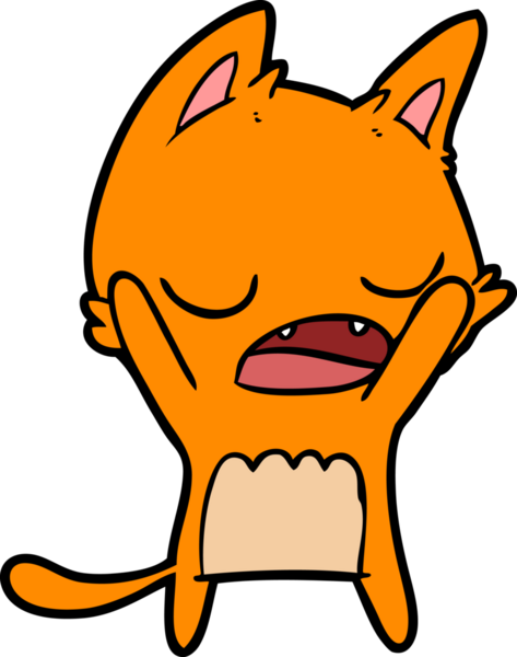 Bir insan tarafından çizilmiş esneyen kedi çizgi filmi.