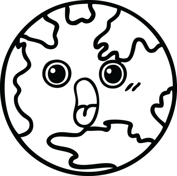 Bir insan tarafından çizilmiş bir gezegenin çizgi çizimi.