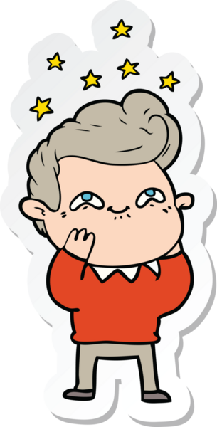 Bir insan tarafından çizilmiş heyecanlı bir adamın çıkartması.