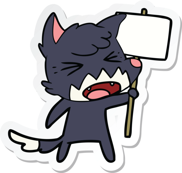 Kızgın bir tilkinin çıkartması. Üzerinde insan imzası var.