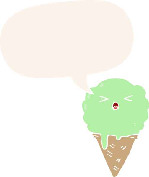 bir insan tarafından çizilmiş, konuşma baloncuklu çizgi film dondurması.