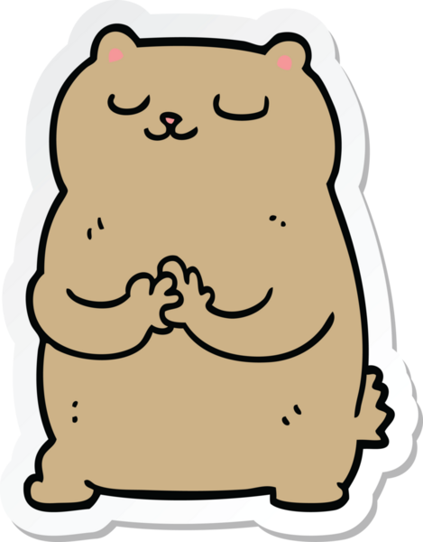 Bir insan tarafından çizilmiş çizgi film ayısının çıkartması.