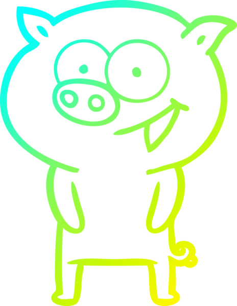 Bir insan tarafından çizilmiş neşeli bir domuz çizgi filmi.