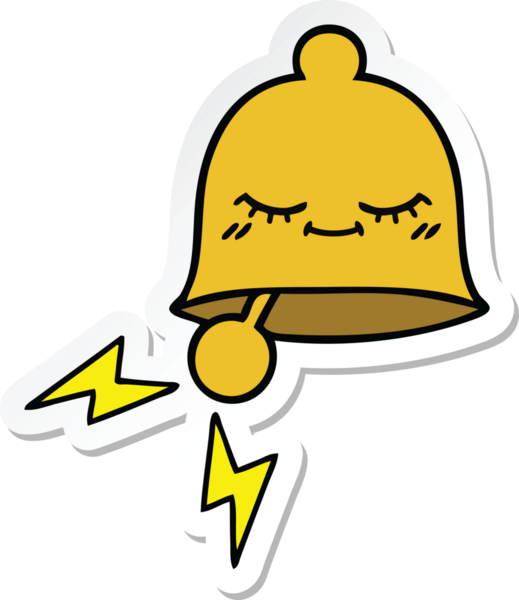 Bir insan tarafından çizilmiş sevimli bir karikatür zili çıkartması.