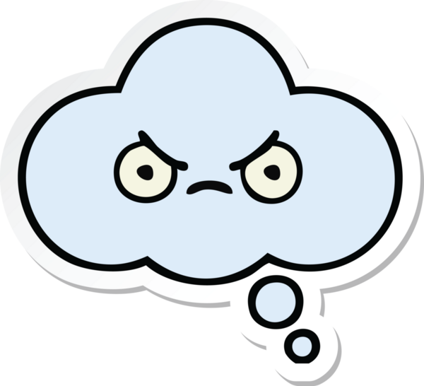 Bir insan tarafından çizilmiş şirin bir düşünce baloncuğunun çıkartması.