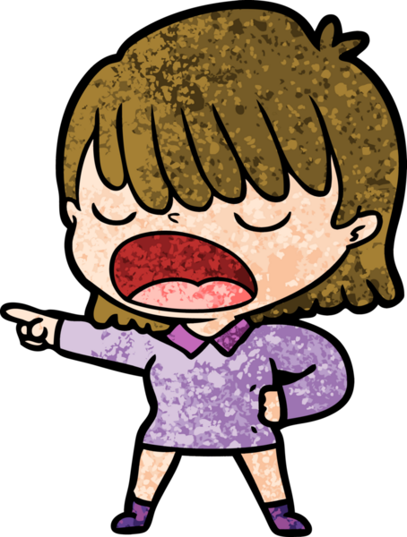 Çizgi filmdeki kadın bir insan tarafından yüksek sesle çizilmiş.