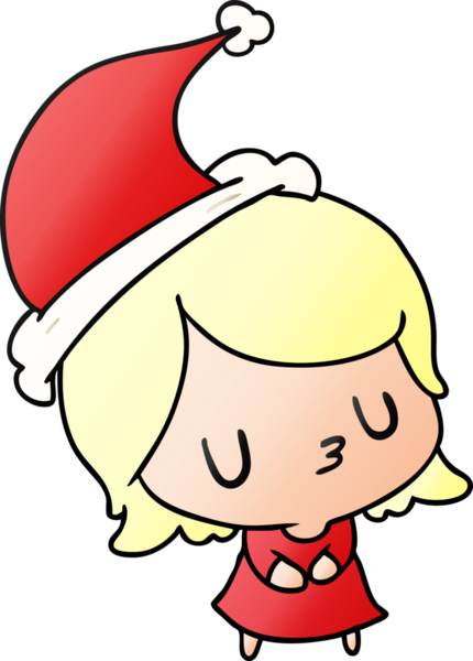 Bir insan tarafından çizilmiş Kawai kızının el çizimi gradyan çizgi filmi.