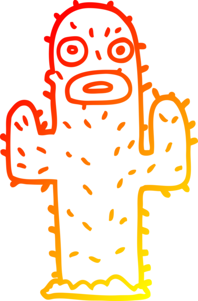 Bir insan tarafından çizilmiş bir kaktüsün sıcak çizgi çizimi