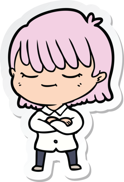 Bir insan tarafından çizilmiş bir karikatür kadının çıkartması.