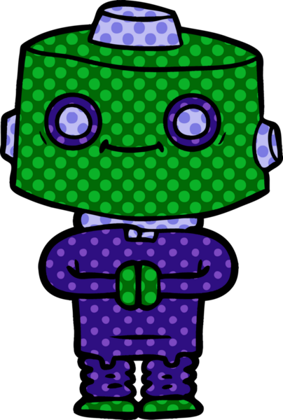 Bir insan tarafından çizilmiş çizgi film robotu