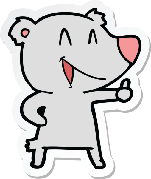 Bir insan tarafından çizilmiş, gülen ayı çizgi filminin çıkartması.