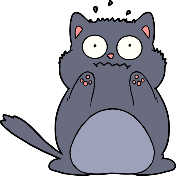 Bir insan tarafından çizilmiş endişeli bir kedi.