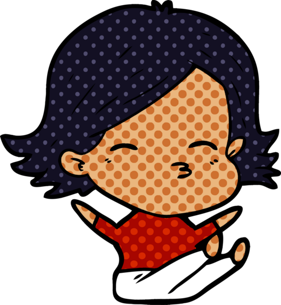 Bir insan tarafından çizilmiş çizgi filmdeki kadın.