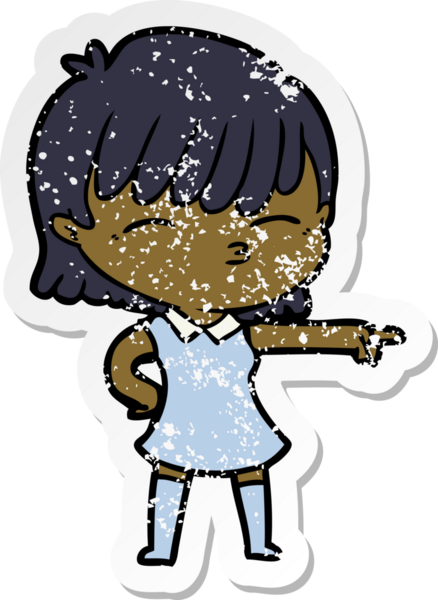 Bir insan tarafından çizilmiş karikatür bir kadının sıkıntılı çıkartması.