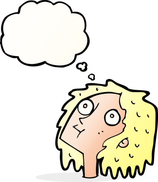 Bir insan tarafından çizilmiş düşünce baloncuğu olan bir karikatür.