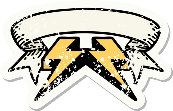 Bir insan tarafından çizilmiş yıldırımlı eski bir etiket